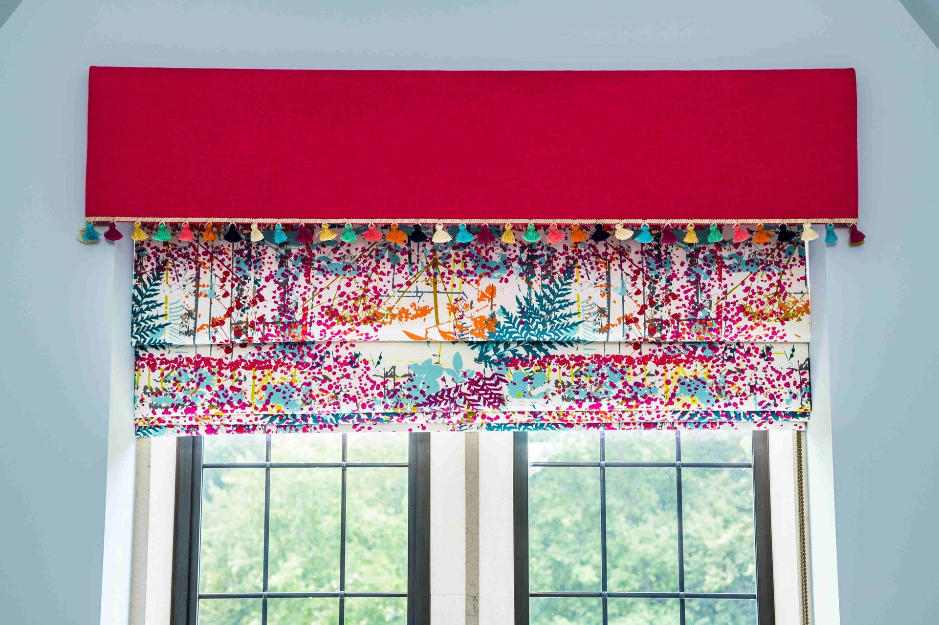 colourful made to measure blinds on window